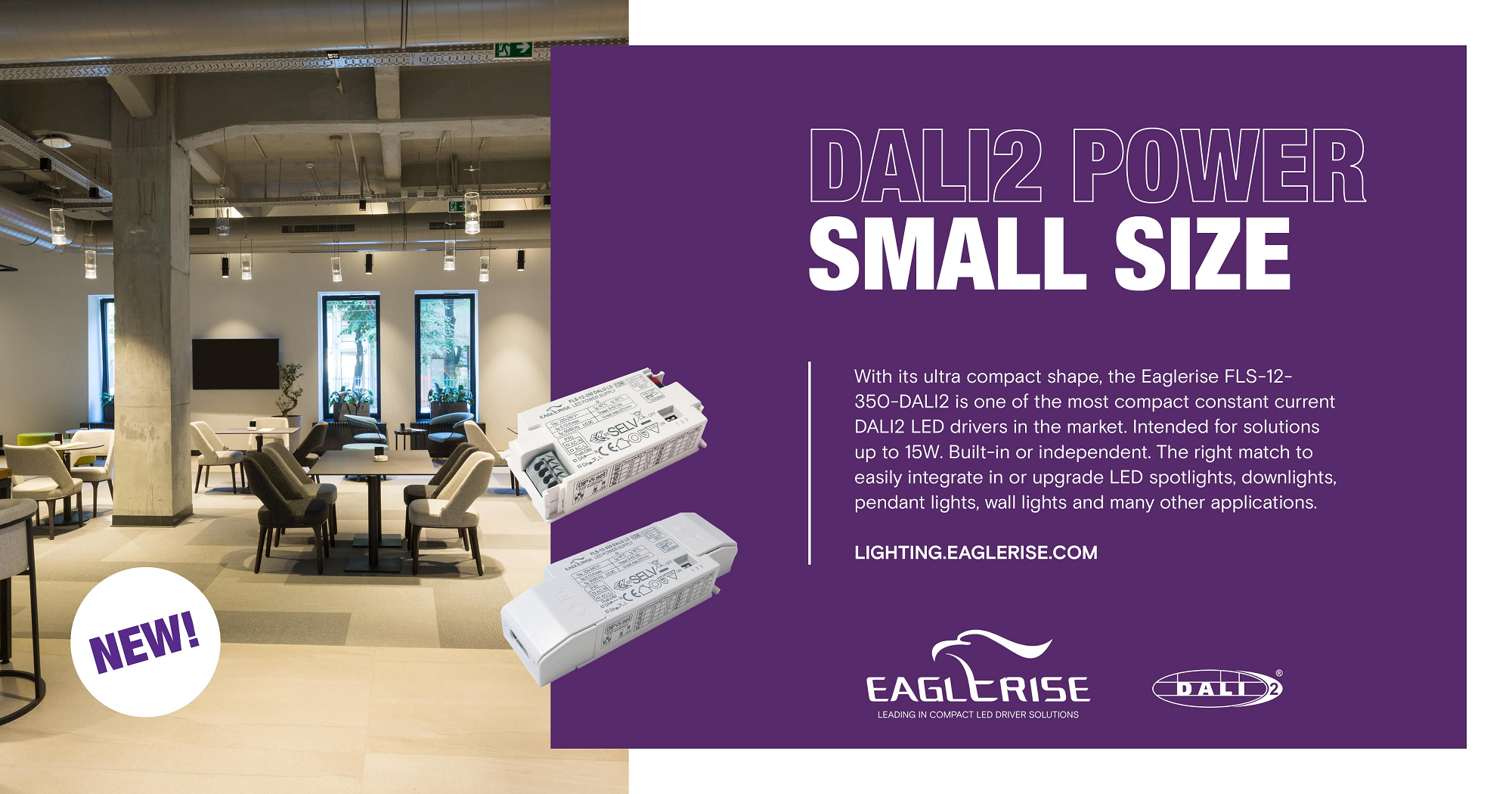 Driver LED compatto con tecnologia DALI2 integrata